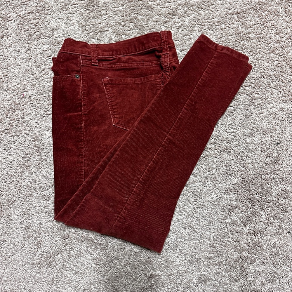 Banana Republic wine color corduroy skinny jeans
